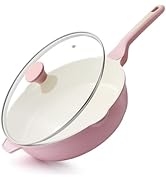 SENSARTE Nonstick Skillet with Lid 12-inch, 5QT Ceramic Deep Frying Pan, Non Toxic Saute Pan with...