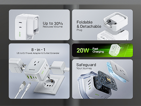 european travel plug adapter charger travel essentials for men women girl