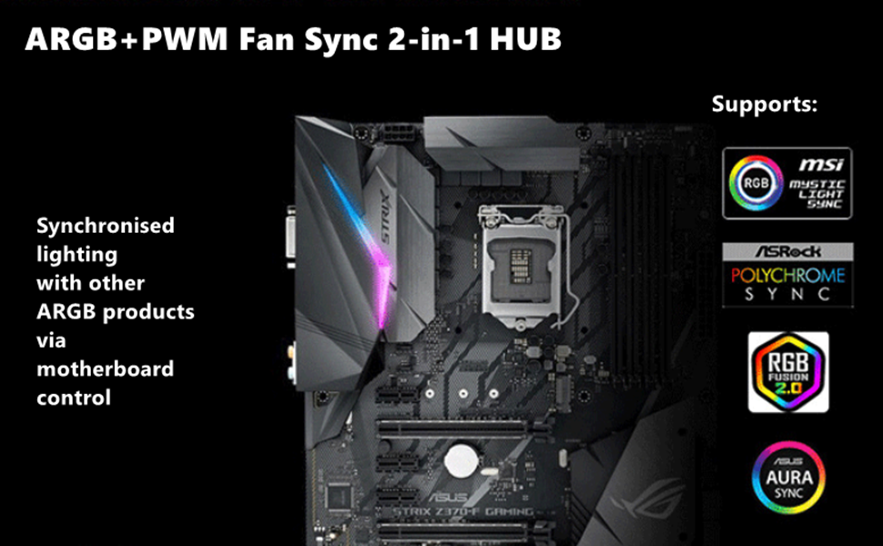 PWM 4Pin and 5V 3Pin ARGB Hub