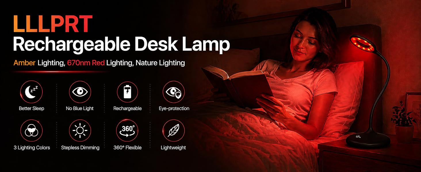 Black desk lamo with 670nm red light A+1