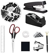 Office Supplies,Desk Accessories,Tape Holder,Stapler,Scissor,Staple Remover,Box of Binder Clips,S...