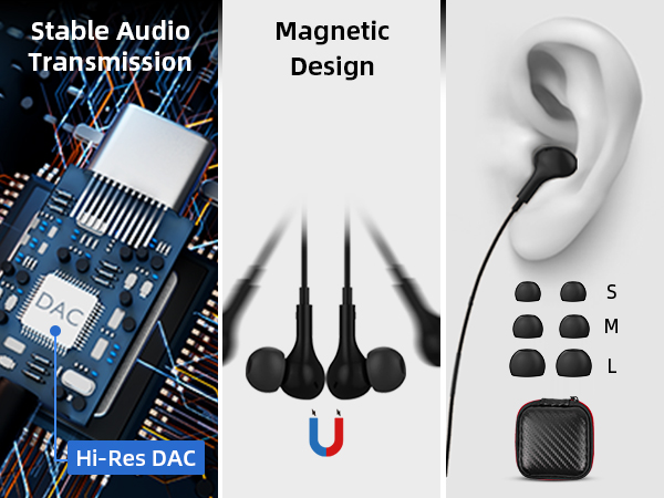  usb c headphones wired sport earbuds