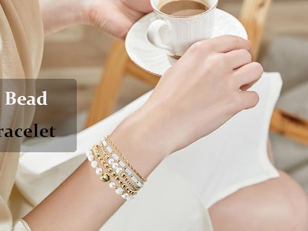 GOOJIDS Surfer Heishi Clay Bead Bracelets