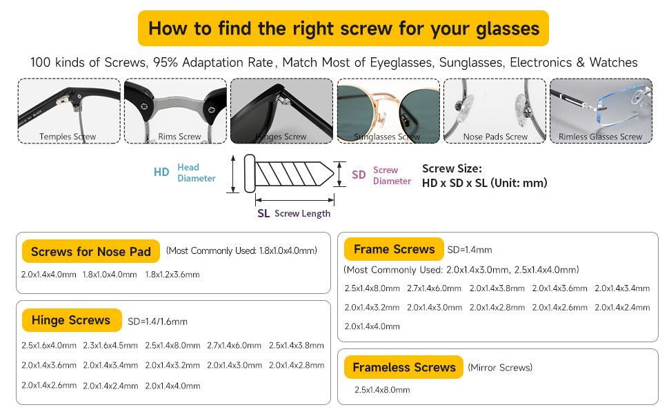glasses repair kit with screws