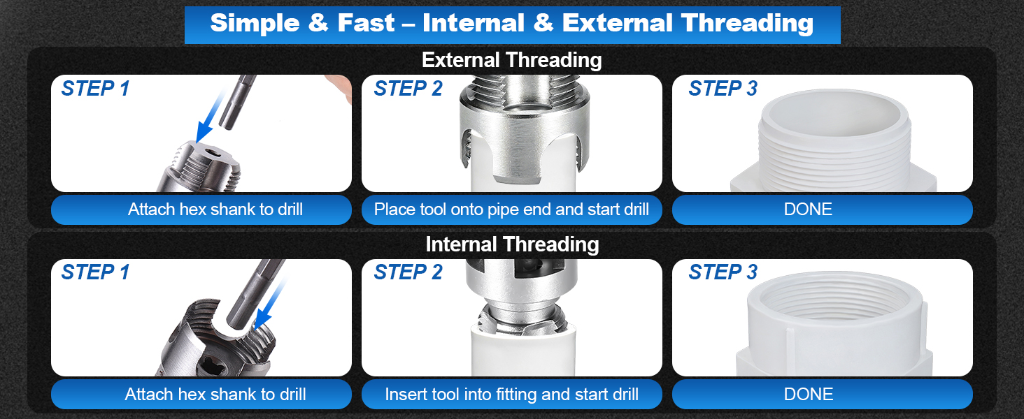 pipe tapping and threading tool
