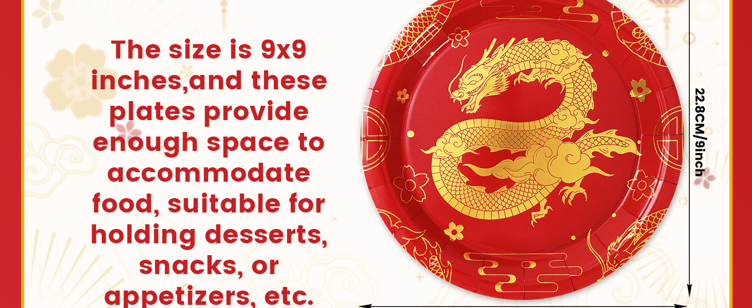 24Pcs Chinese New Year Paper Plates