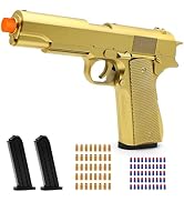 Trokiomi Gold Soft Bullet Toy Gun Shell Ejecting for Boys, Realistic Toy Pistol with 2 Clips, 50 ...