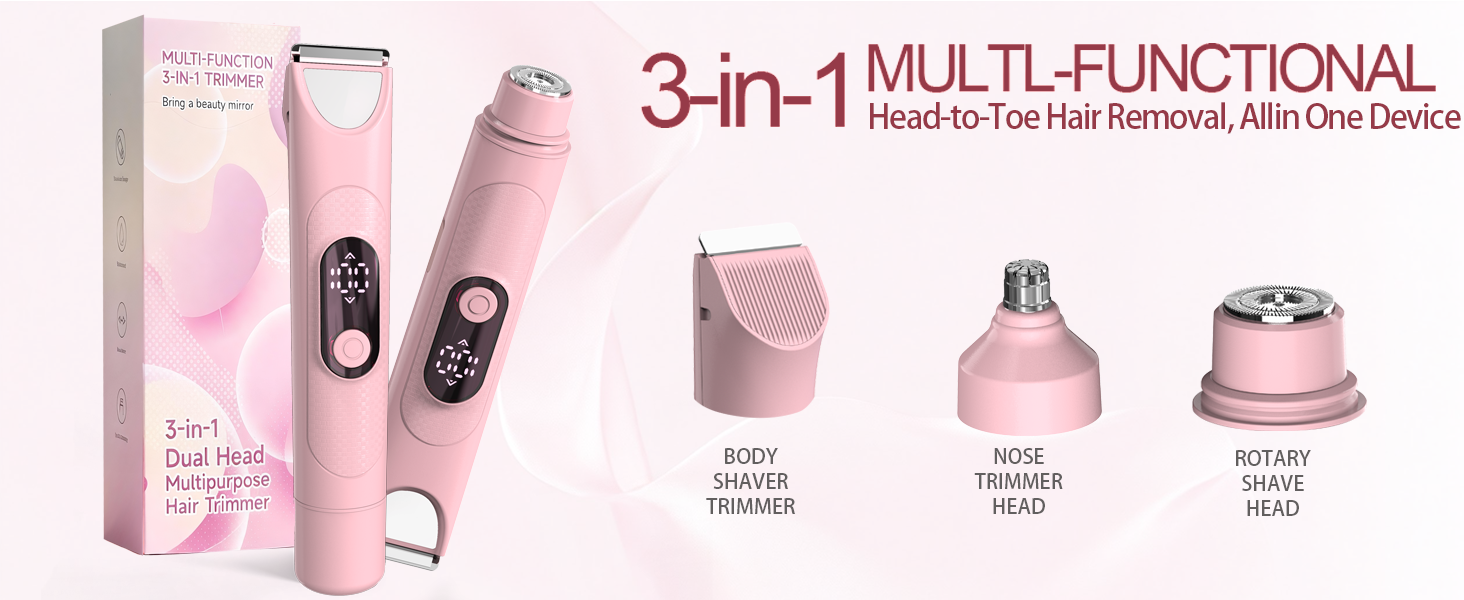 Bikini Trimmer for Women : 3-in-1 Painless Electric Shaver
