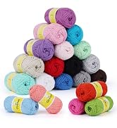 Coopay Mini Soft Cotton Yarn for Crocheting - 20 Pack of 25g/0.88oz - #2 Sport Weight(Fine) - 90 ...