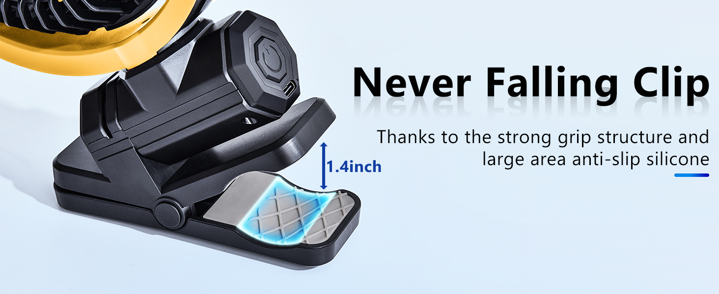 Portable Car Fan Rechargeable for SUV Van RV Pickup Truck Camping Desk Bed Stroller Baby Crib