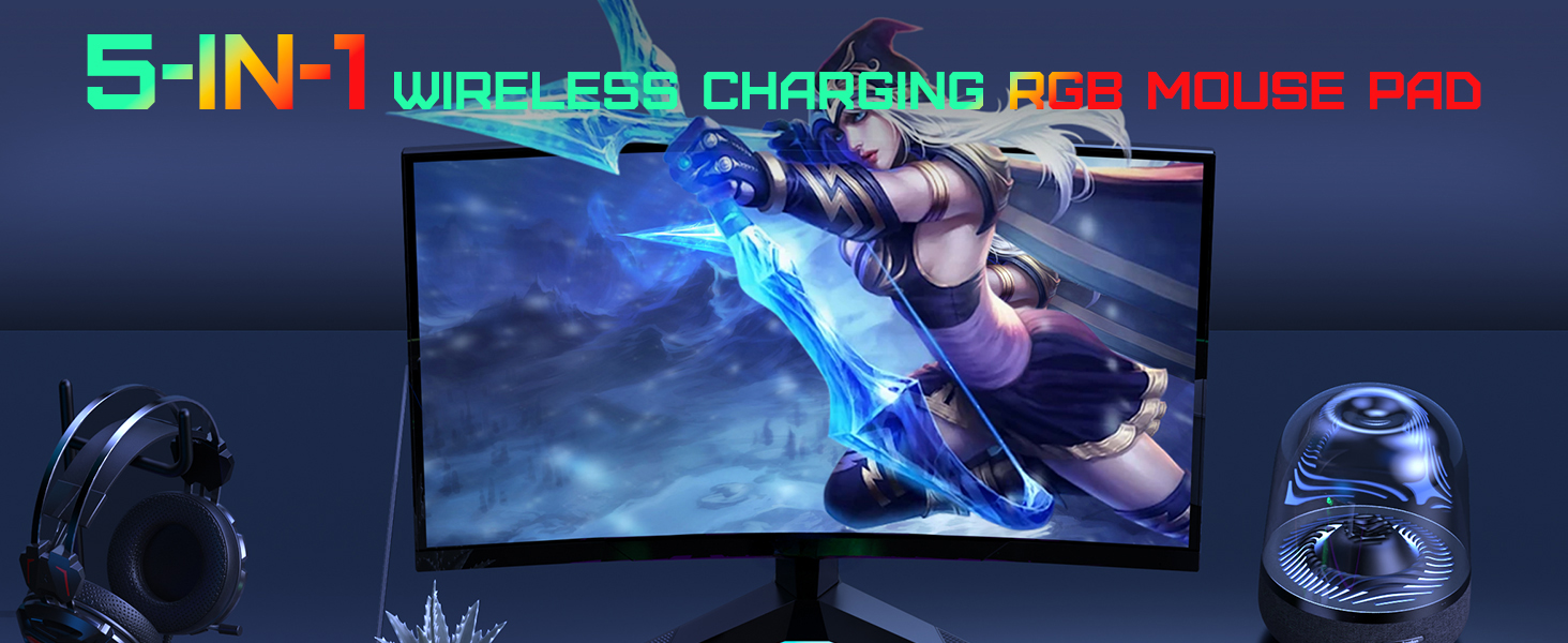 5-in-1 wireless charging rgb mouse pad