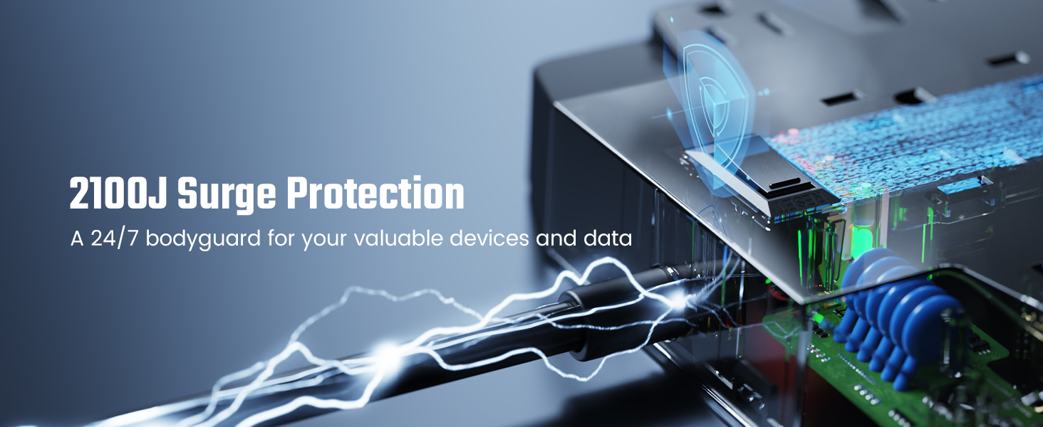 2100J Surge Protector, Composed of TVS, MOV, GDT 3 level complementary surge protector circuit.