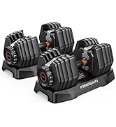 FEIERDUN 15-in-1 Adjustable Dumbbell Set, 105lb/52.5lb Weight Set Dumbbells with Storage Box, Qui...