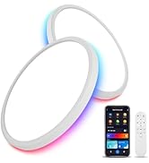 TITISLUMP 2 Pack Smart Ceiling Light with Remote, 12 Inch, RGB Led Ceiling Light Works with Alexa...