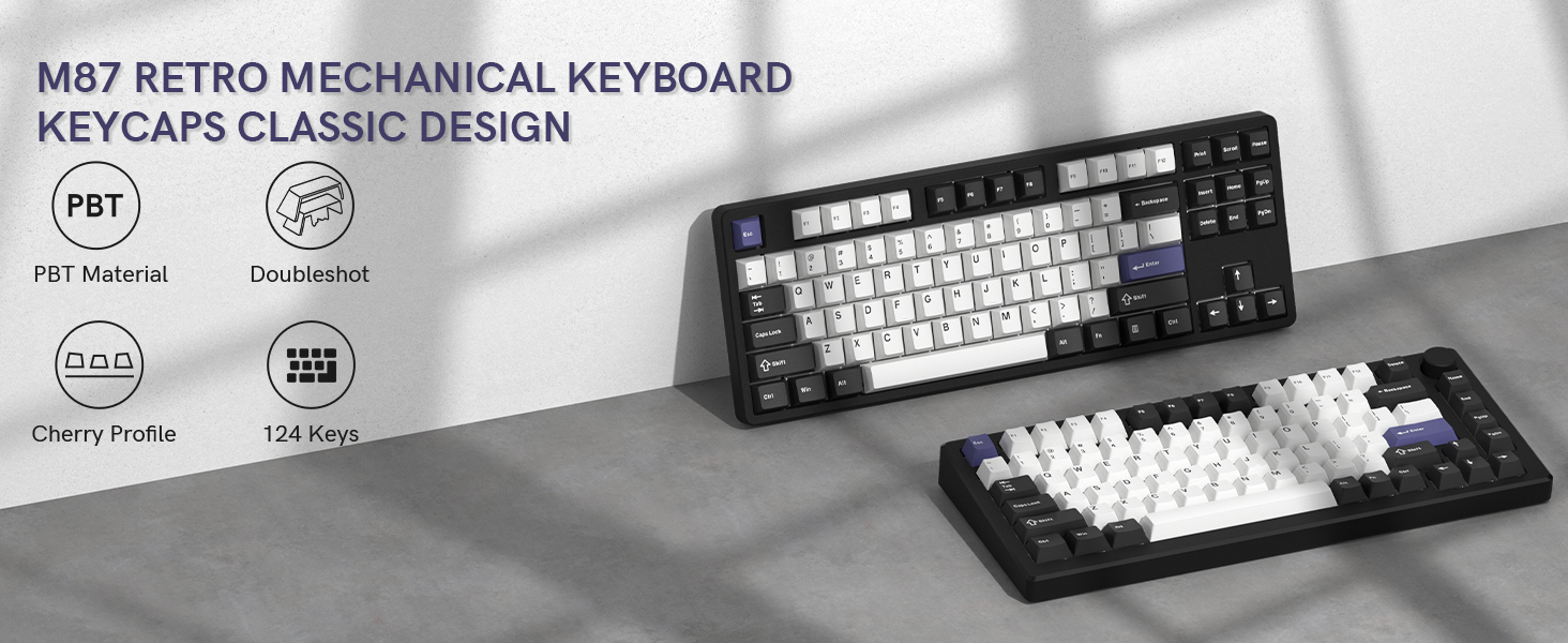 Double Shot PBT Keycaps Set 138 Keys, Cherry Profile Custom Keycaps