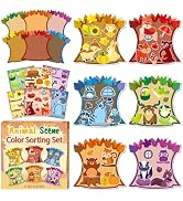CY2SIDE 12 Sets Colorful Sorting Fall Woodland Animal Scene Sticker Art Craft for Kids, Make A Fa...