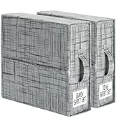 SheetCube Foldable Bed Sheet Set Organizer 2 Pack (Queen or King Size), Fabric Storage Bins for B...