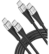 USB C to USB C Cable 6FT 2Pack, 100W Type C Charger Fast Charging Cord Braided, USBC Cable for iP...