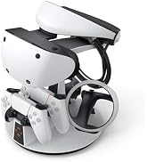 KIWI design D2 3-in-1 Controller Charging Station for PSVR2 and PS5 with VR Display Stand and LED...