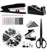 Black Office Supplies,UPIHO Black Desk Accessories,Stapler and Tape Dispenser Set for with Large ...
