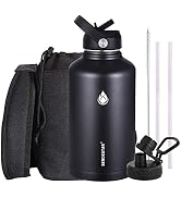SENDESTAR Stainless Steel Water Bottle 2 Lids 64oz,Double Wall Vacuum Insulated Leak Proof, Wide ...