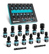 DURATECH 1/4" Drive Impact Universal Joint Socket Set, 14-Piece, 5mm-15mm | Swivel Socket Set, 36...