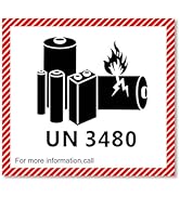 1000-Pack UN3480 Lithium-Lon Battery Caution Labels, 4.7 x 4.3 Inch, Adhesive Safety Stickers for...
