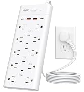 Power Strip Surge Protector with 14 Outlets and 4 USB Ports (2 USB C), 6 Ft Flat Plug Heavy Duty ...