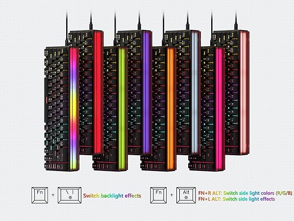 60% Gaming Keyboard with Light Box, Wired RGB Backlit Mechanical Keyboard with MCA Keycaps