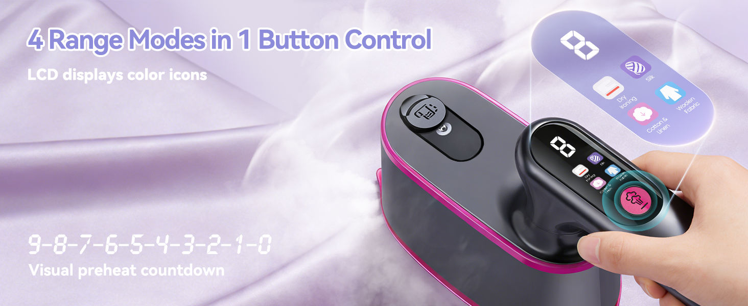4 Range Modes in 1 Button Control LCD Displays Color Icons Visual Preheat Countdown