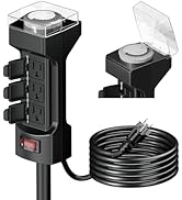 K KASONIC - 24 Hour Outdoor Stake Timer, 6 Outlets 6 ft Extension Cord Mechanical Power Timer for...
