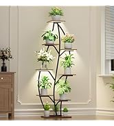 Plant Stand Indoor with Grow Lights - Lighted Indoor Plant Shelf, 63" 8 Tier Corner Plants Stands...