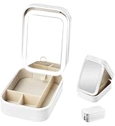 Travel Makeup Bag with LED Mirror,Travel Portable LED Makeup Mirror Case with 3 Adjustable Color ...