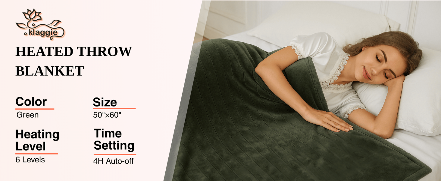 green heated throw blanket