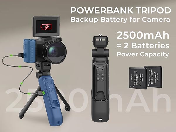 4k video camera with rechargeable tripod