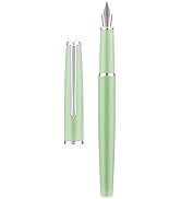 Hongdian 920S Fountain Pen Grass Green Meta Pen, Iridium Fine Nib Classic Pen with Ink Converter
