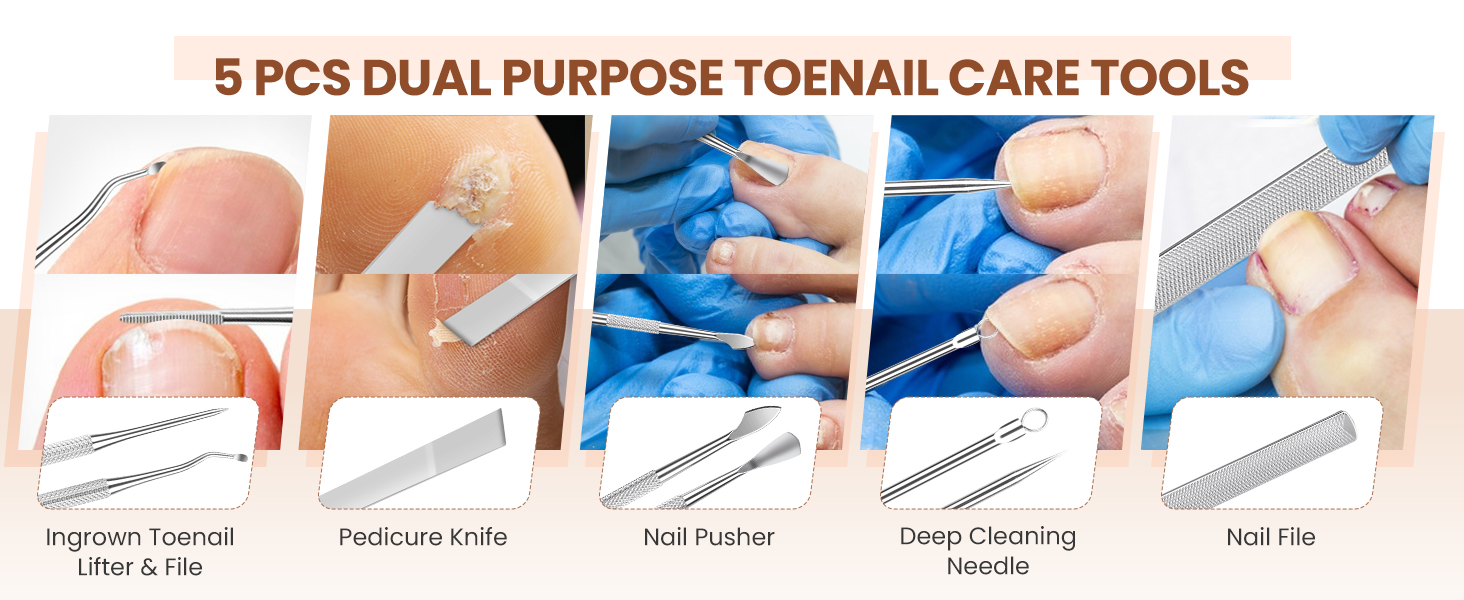 5 PCS Dual Purpose Toenail Care Tools