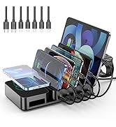 Charging Station for Multiple Devices,75W 5 Ports Wireless Charging Station with PD 20W USB-C &amp; Q...