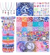 AIPRIDY 3200 Pcs Unicorn Jewelry Activity Kit, Clay Beads Bracelet Making Kit, Flat College Style...