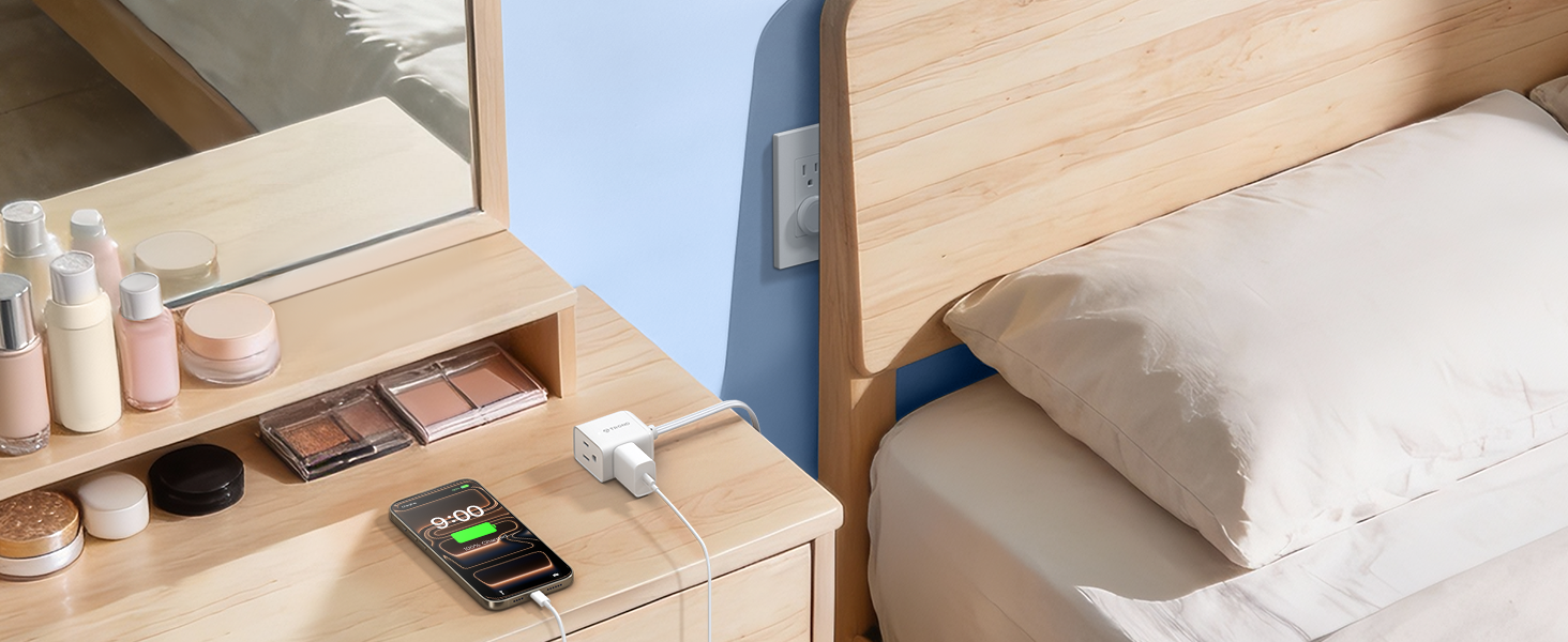 flat extension cord white