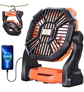 TDLOL Battery Powered Fan,270° Rotating Portable Fan Camping Fan Rechargeable Battery Operated Fa...