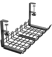 BIWIST Under Desk Cable Management Tray, Metal No Drill Under Desk Cord Management with Clamp, Wi...