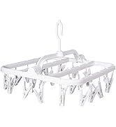 Annaklin Foldable Clip Hangers with 26 Drying Clips, Underwear Hanger with Clips, Plastic Laundry...