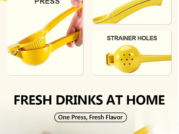 LONG HANDLE,LESS EFFORT/EASY ONE-HANDPRESS/STRAINER HOLES