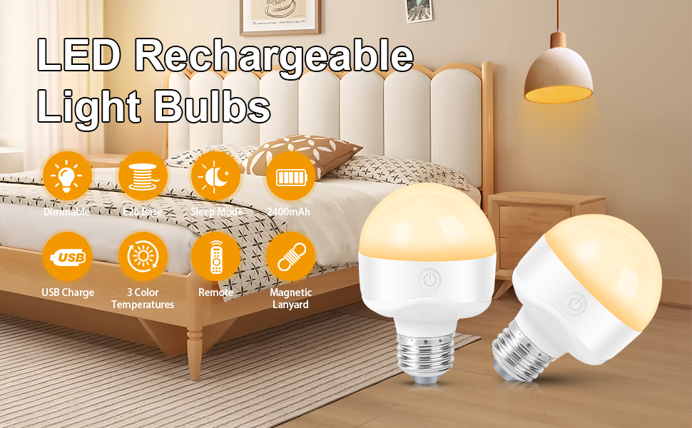E26 Rechargeable Bulb - 2 Pack