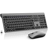 Wireless Mouse and Keyboard Combo, Silent Full-Size Computer Keyboard with Calculator Button, 240...