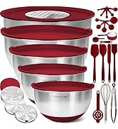 Priority Chef Premium Large 28Pc Stainless Steel Mixing Bowls with Lids Set, Non-Slip Base, Air T...