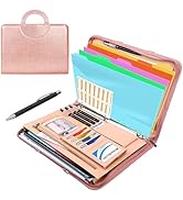 NATISERAUM Padfolio Portfolio Binder with Handle, 3-Ring Folder Organizer, Vegan Leather Portfoli...