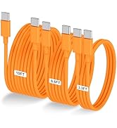 3-Pack Orange [3.3FT+6.6FT+10FT] 60W USB C to USB C Cable, Type C Fast Charging Cable for iPhone ...