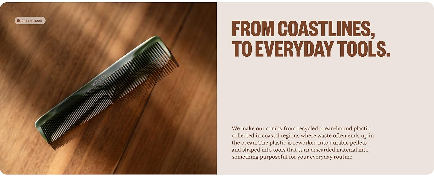 Wavey Combs made from recycled ocean bound plastic